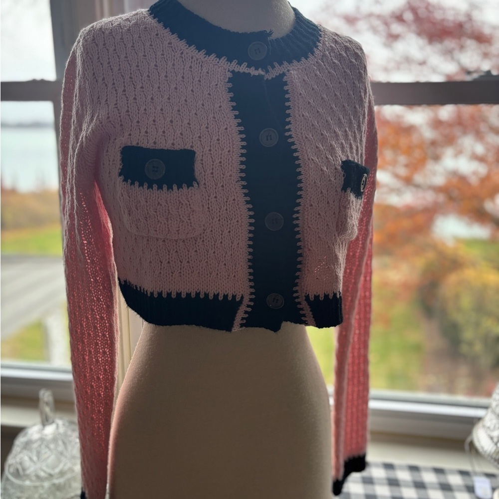 Chic Pink and Black Women's Sweater